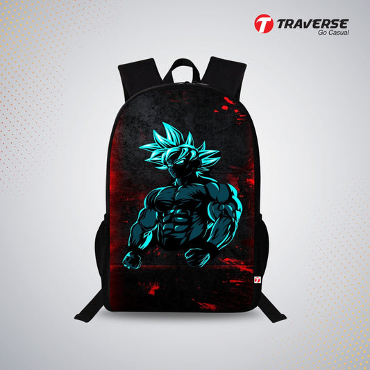Traverse Dragon Ball for Boys & Girls. Digitally printed on Fabric with latest technology. Dual Compartment large backpack
