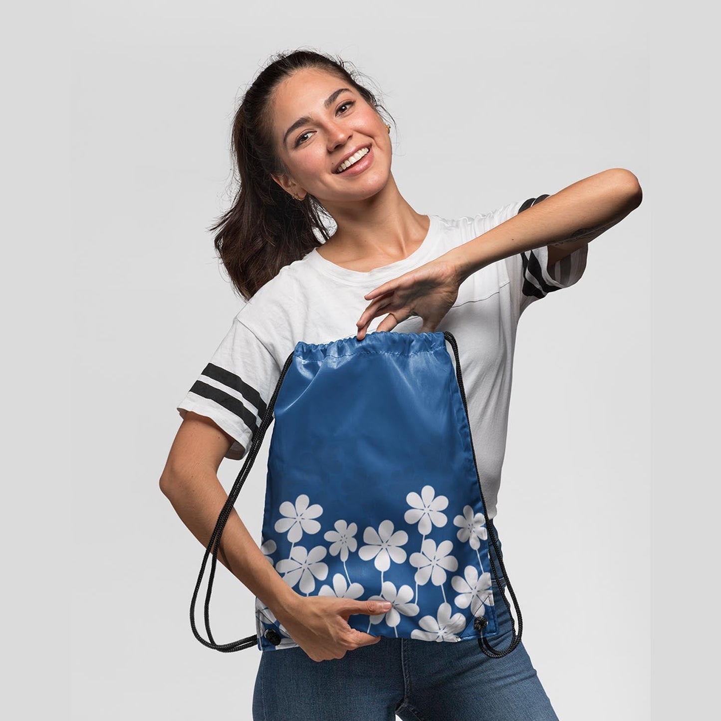 Floral Digitally Printed Drawstring Bag