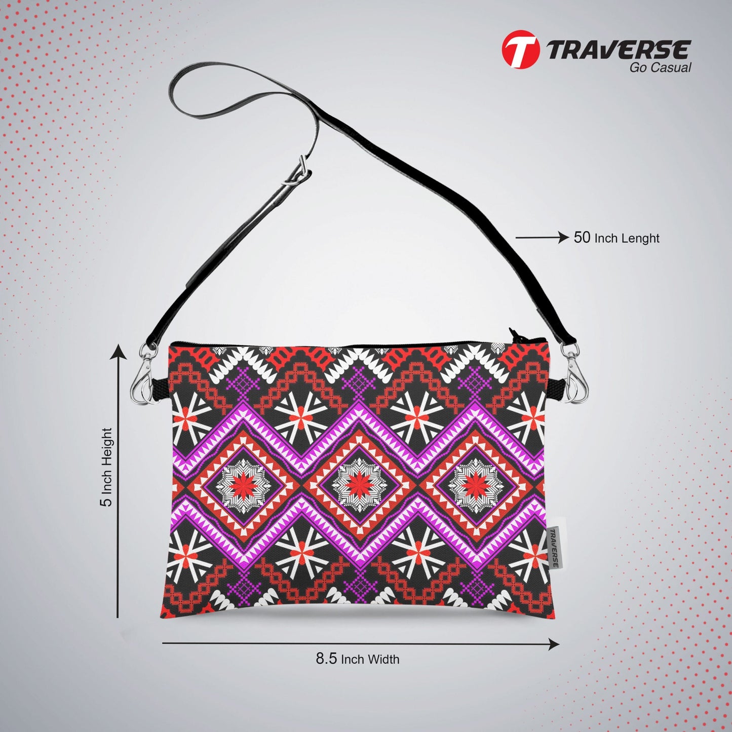 Girl Floral Pouch - (Digitally printed on Cloth) With Shoulder Strap.