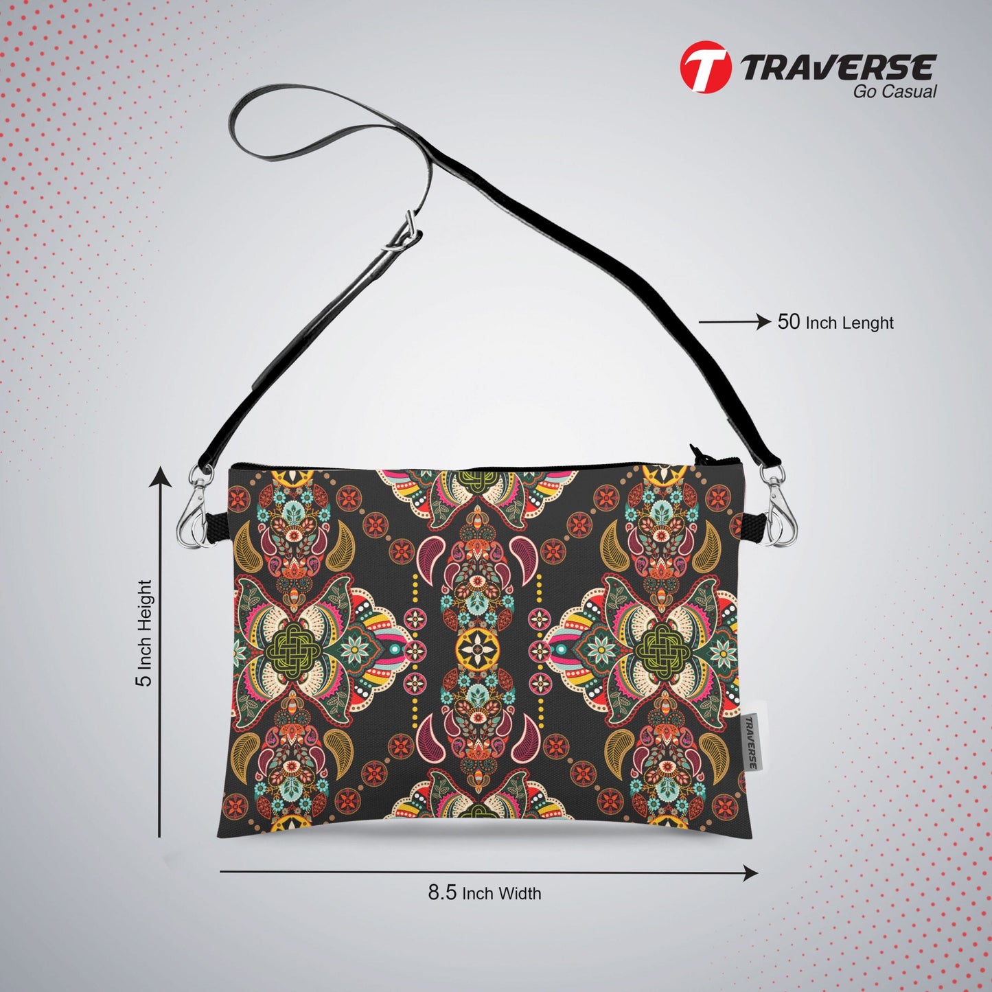 Girl Floral Pouch - (Digitally printed on Cloth) With Shoulder Strap.