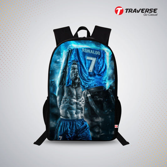 Traverse Ronaldo Body Bags For Boys & Girls. Digitally printed on Fabric with latest technology. Dual Compartment large backpack
