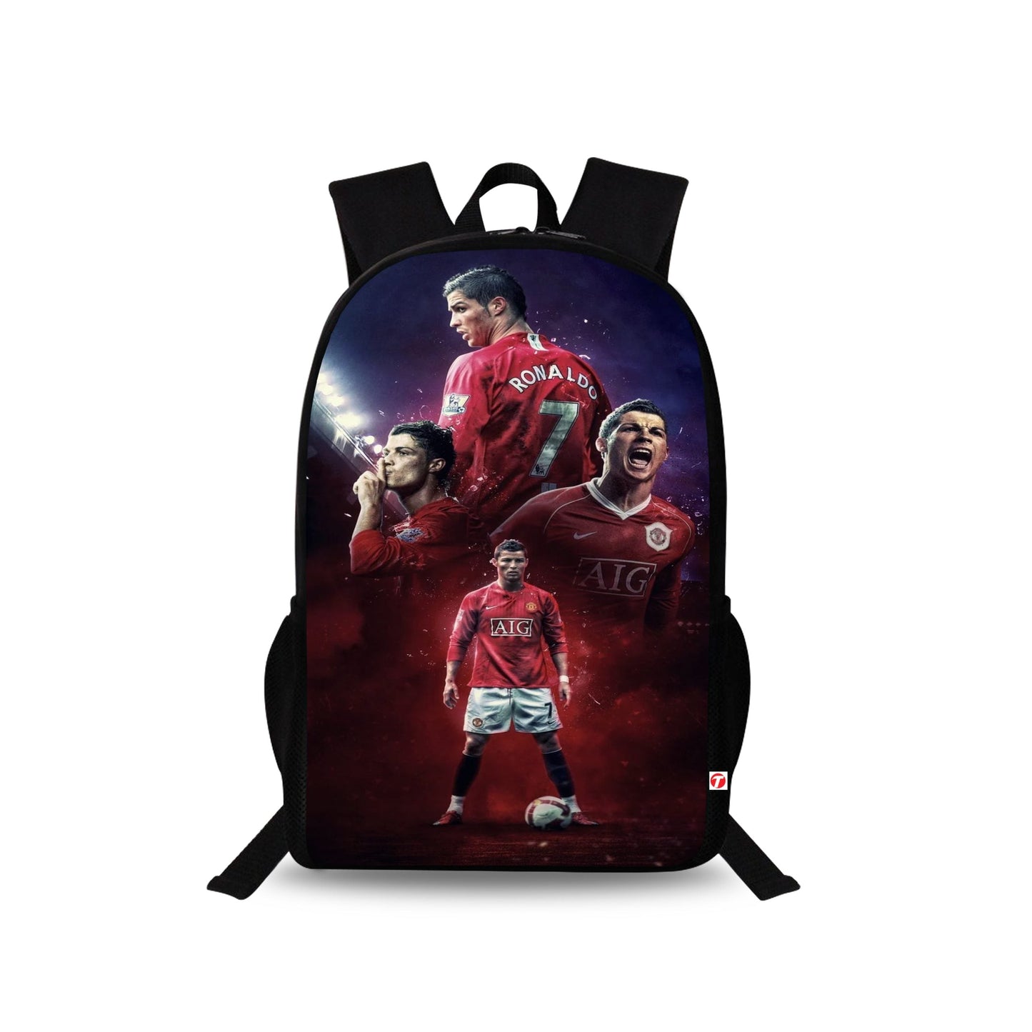 Traverse Ronaldo Bags For Boys & Girls. Digitally printed on Fabric with latest technology. Dual Compartment large backpack