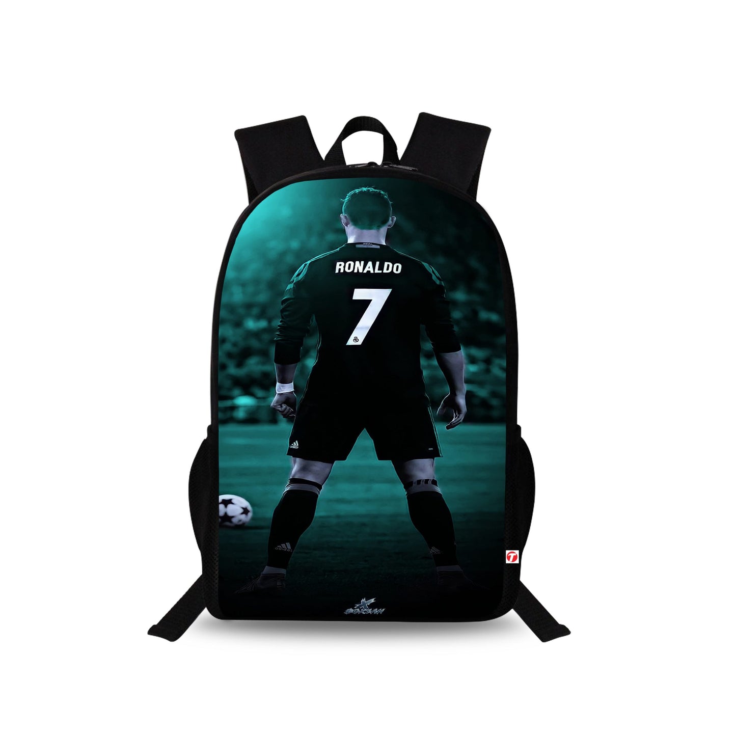 Traverse Ronaldo Bags For Boys & Girls. Digitally printed on Fabric with latest technology. Dual Compartment large backpack
