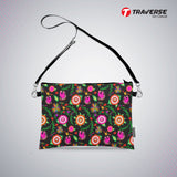 Girl Floral Pouch - (Digitally printed on Cloth) With Shoulder Strap.