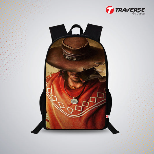 Traverse {Call of Juarez Gunslinger} Bags For Boys & Girls. Digitally printed on Fabric with latest technology. Dual Compartment large backpack