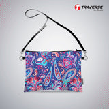 Girl Floral Pouch - (Digitally printed on Cloth) With Shoulder Strap.