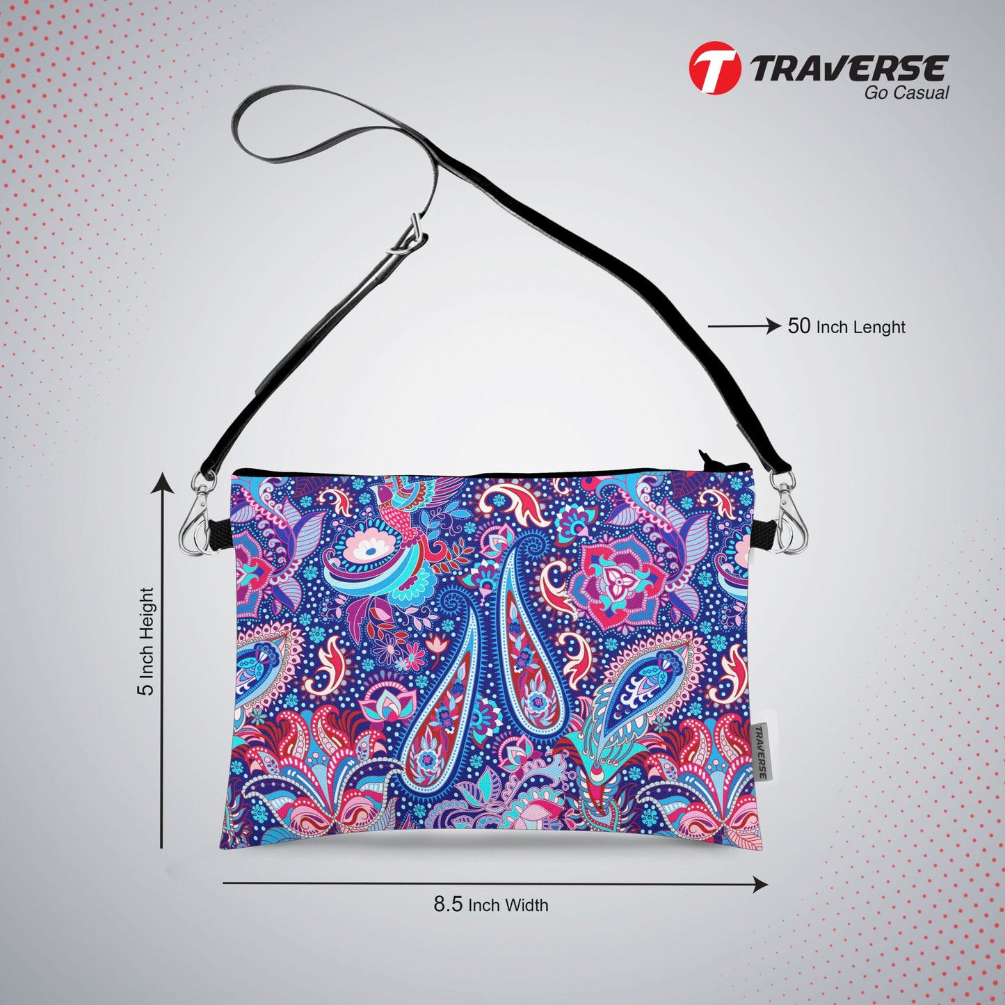 Girl Floral Pouch - (Digitally printed on Cloth) With Shoulder Strap.