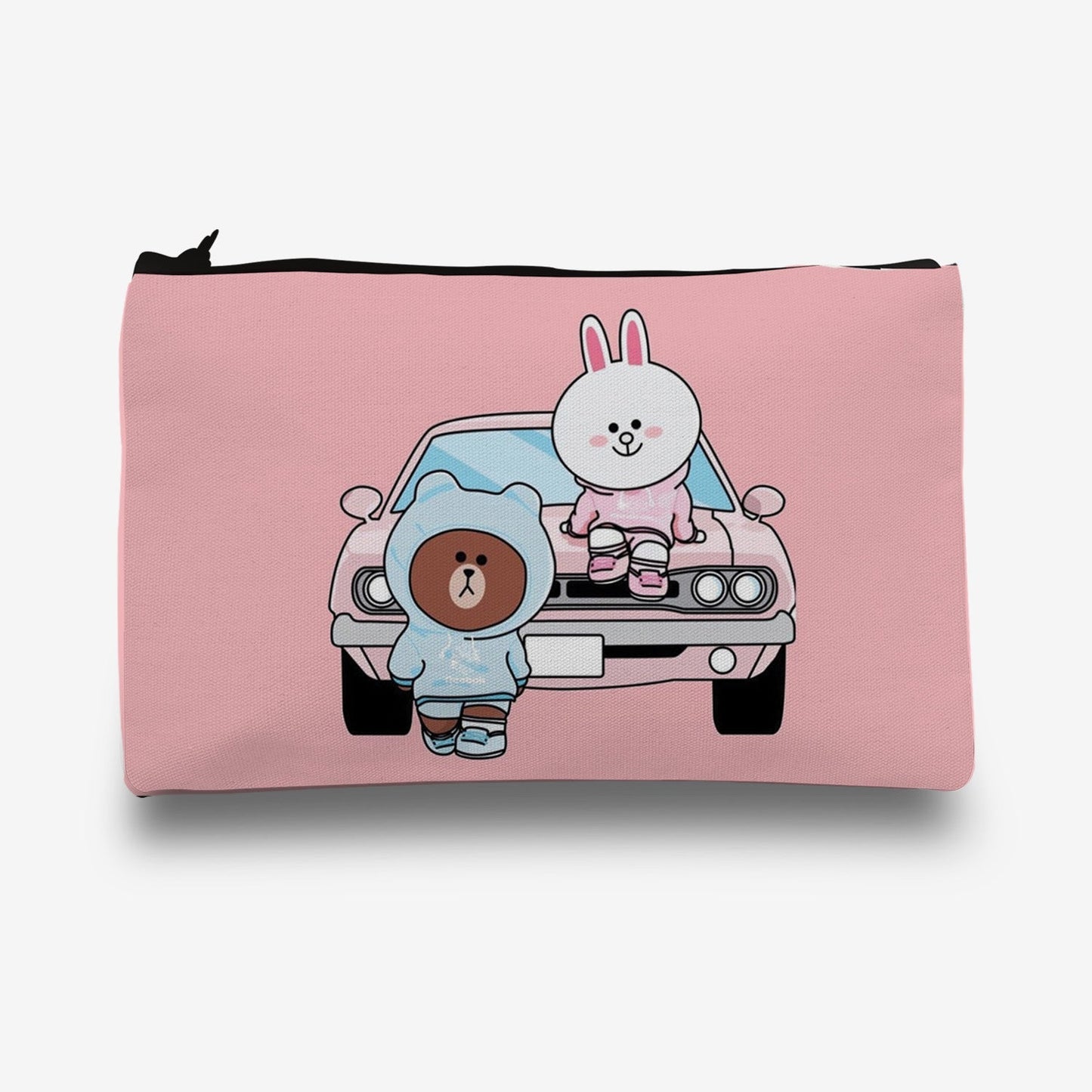 Traverse Brown & Cony cute couple pencil pouch for boys & girls. Digitally printed on Fabric with both sides printed