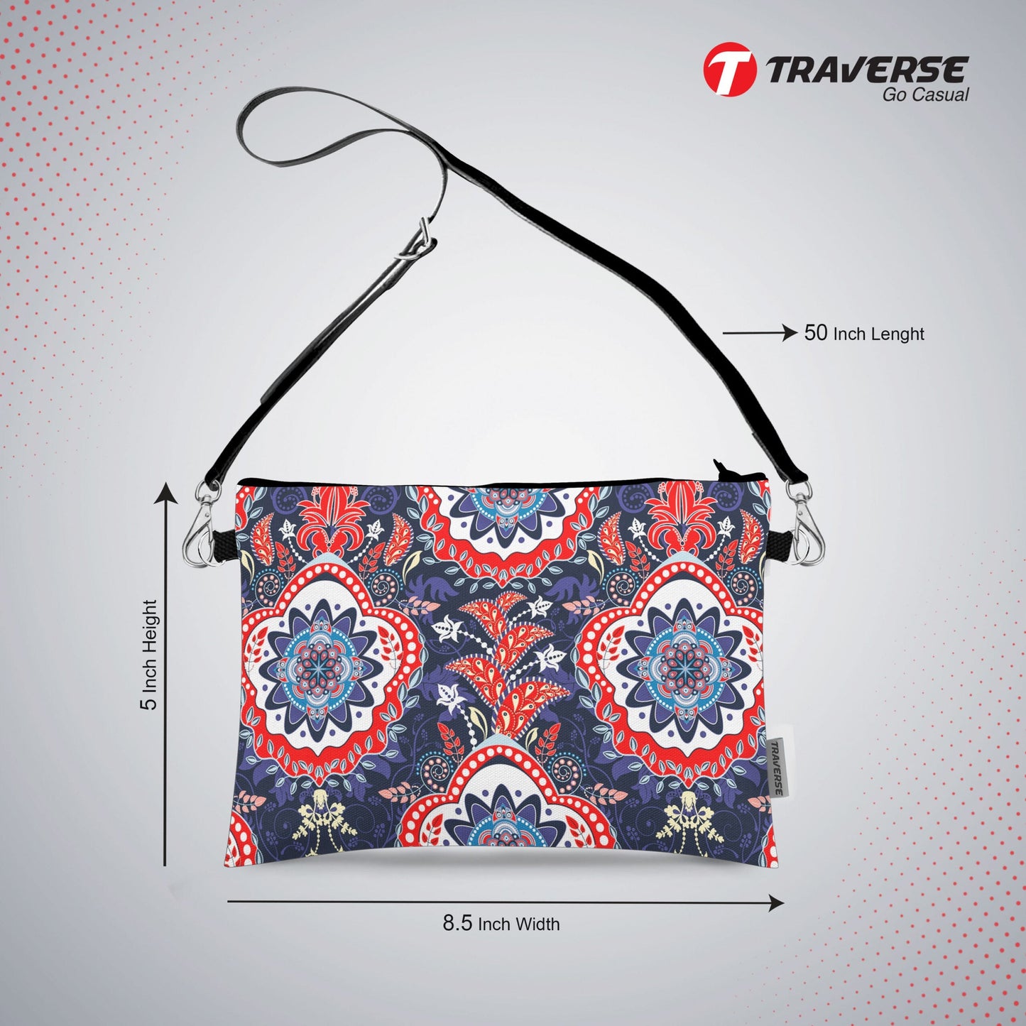 Floral Design - Girl Pouch (Digitally printed on Cloth) with shoulder strap