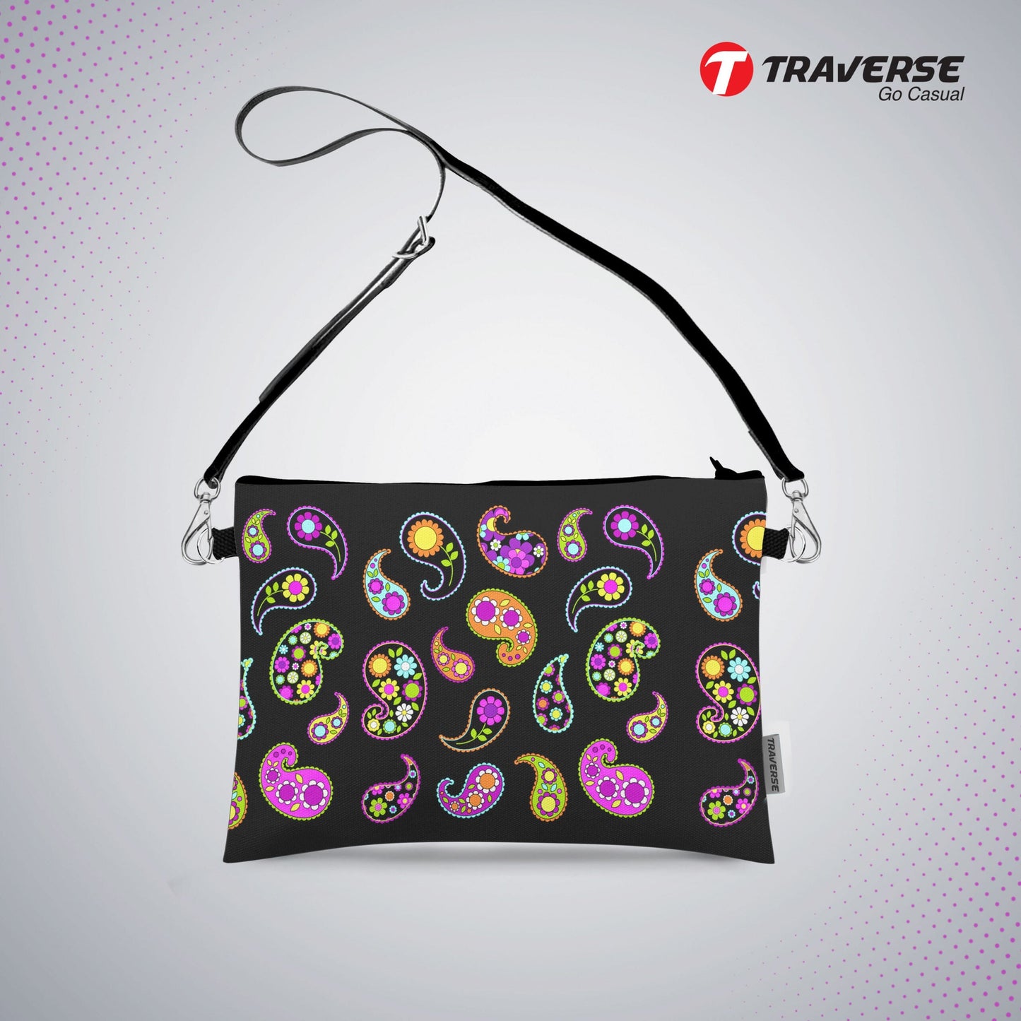 Girl Floral Pouch - (Digitally printed on Cloth) With Shoulder Strap.