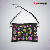 Girl Floral Pouch - (Digitally printed on Cloth) With Shoulder Strap.