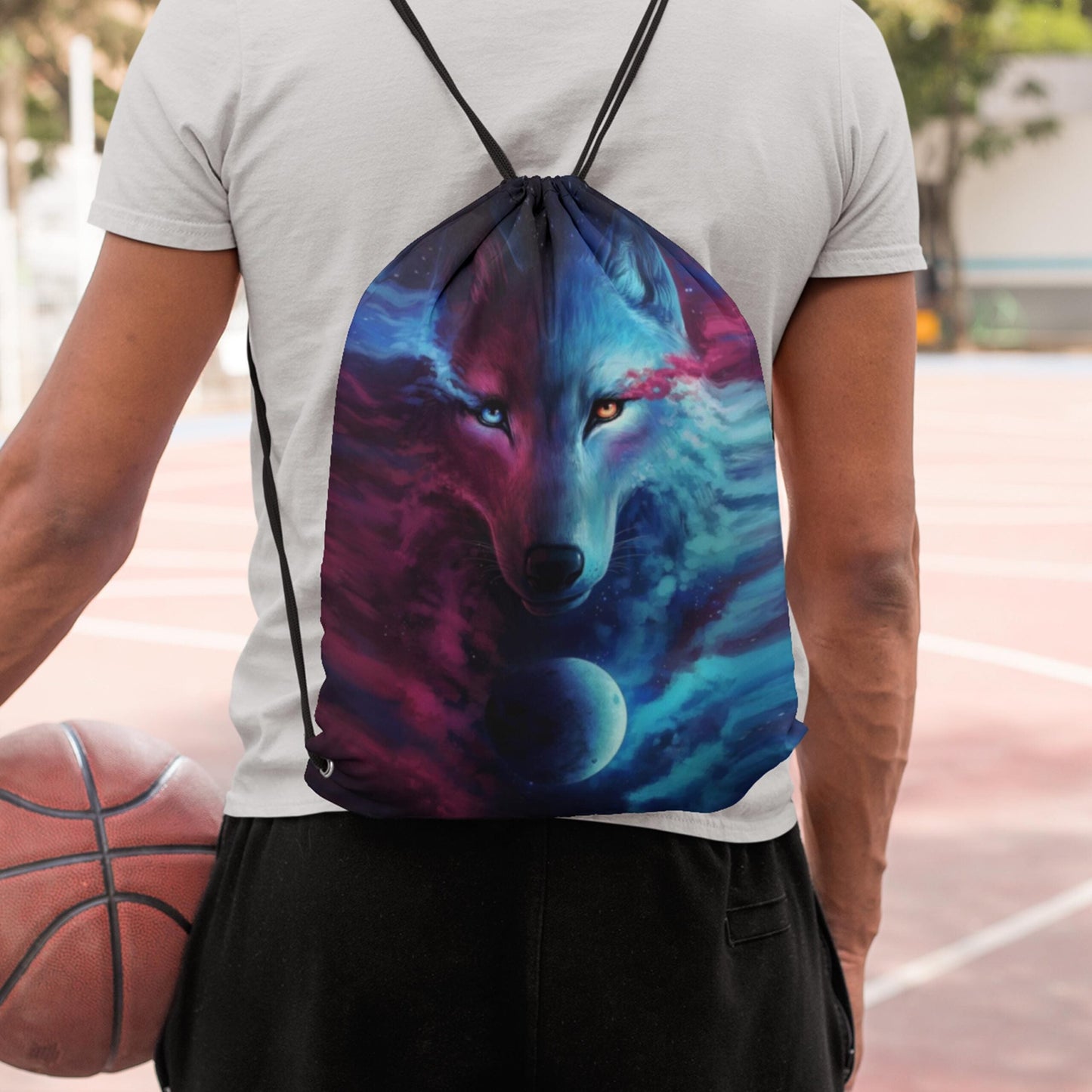 Wolf Digitally Printed Drawstring Bag