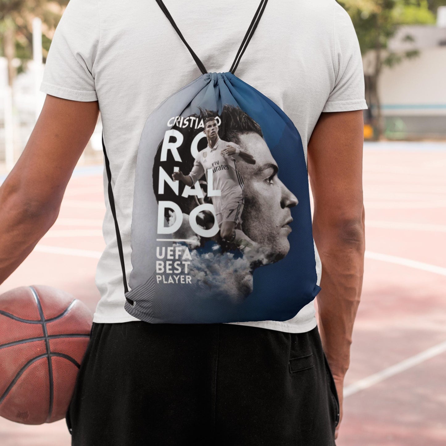 Ronaldo Drawstring Bag with Quality strings- Digitally printed by Traverse on strong polyester fabric