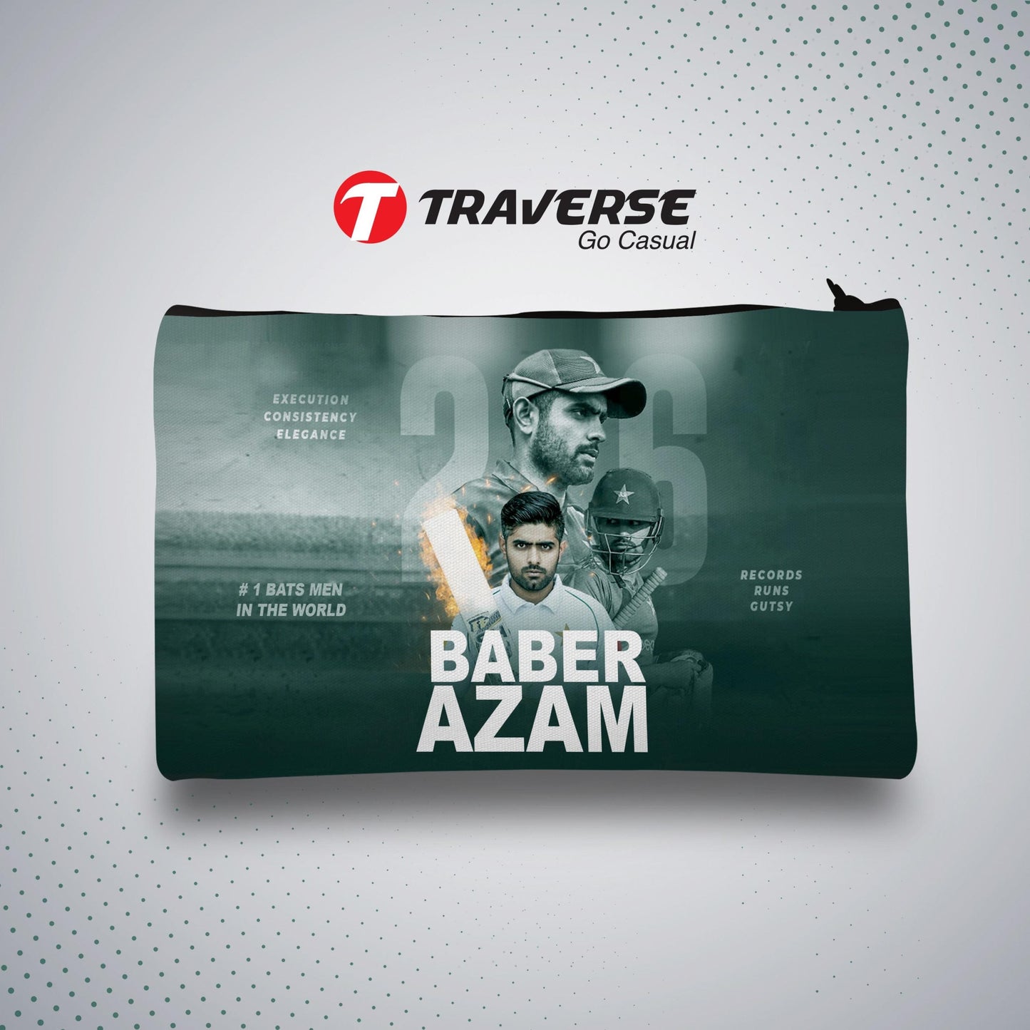 Traverse (BaberAzam) Pencil pouch for Boys & Girls. Printed on Fabric.
