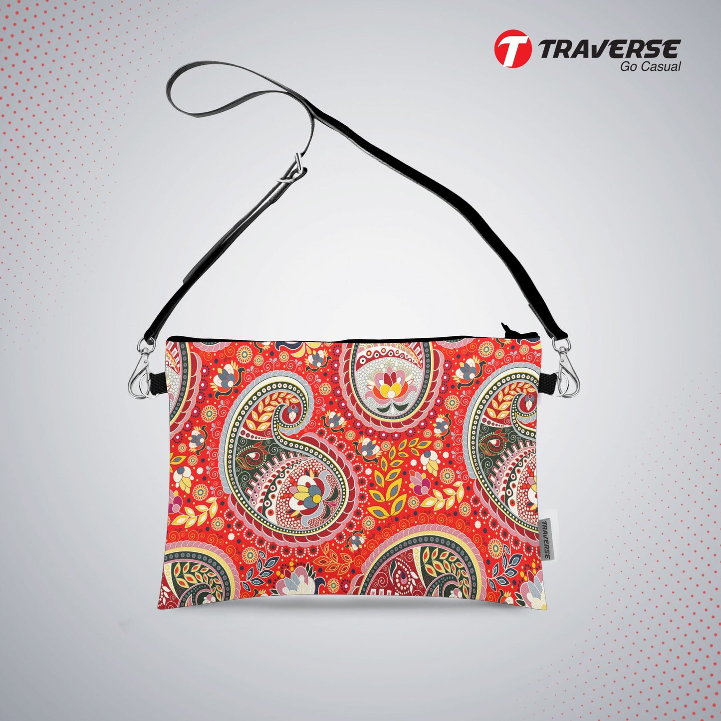 Girl Floral Pouch - (Digitally printed on Cloth) With Shoulder Strap.