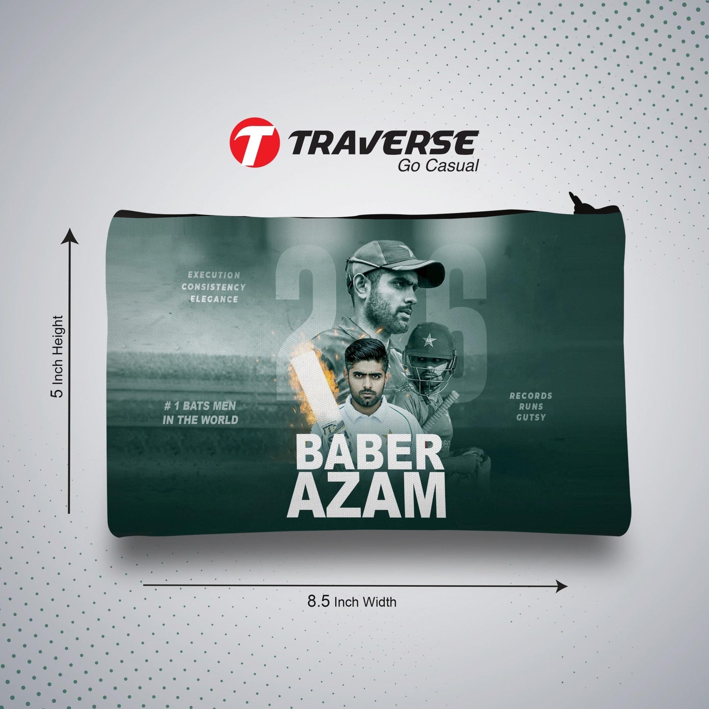 Traverse (BaberAzam) Pencil pouch for Boys & Girls. Printed on Fabric.