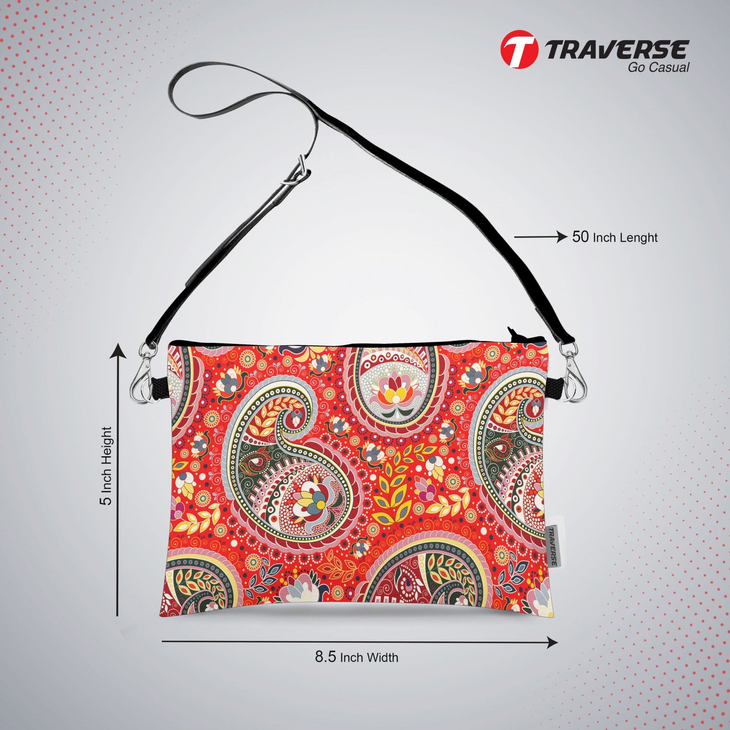 Girl Floral Pouch - (Digitally printed on Cloth) With Shoulder Strap.