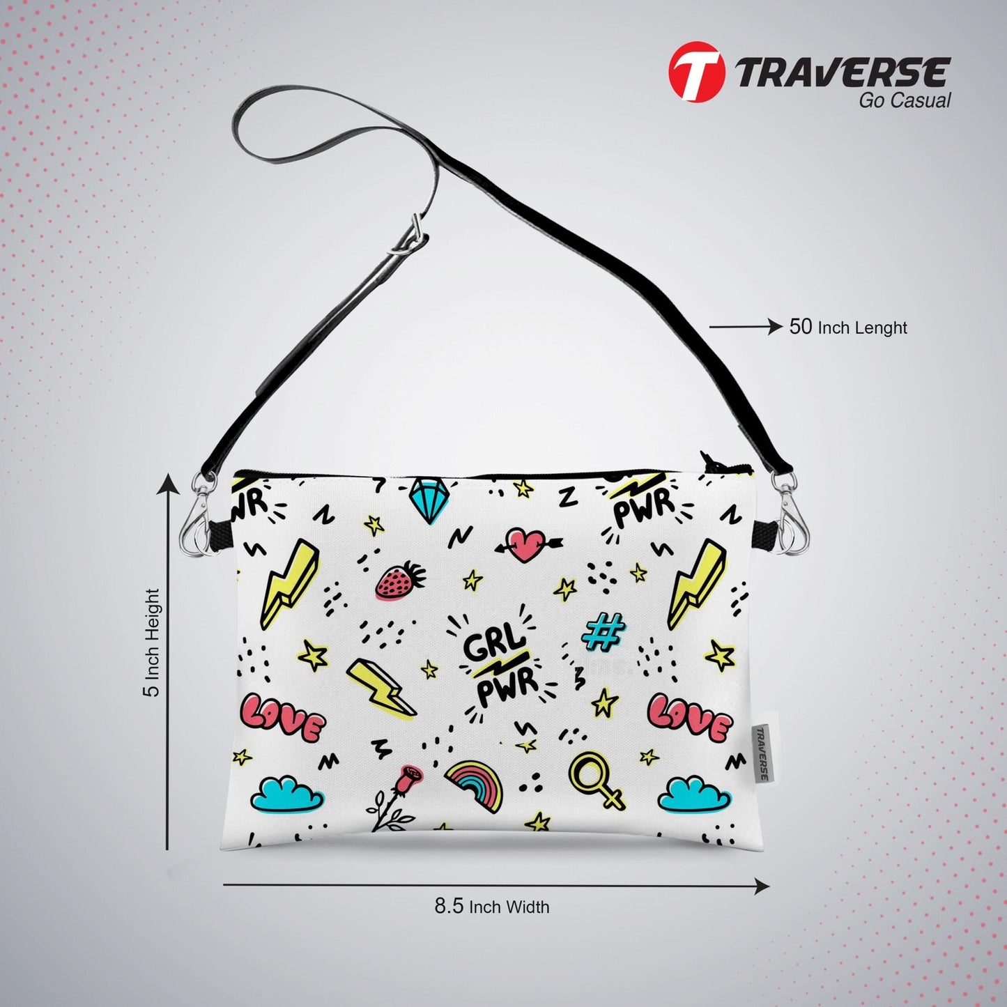Girl power- Pouch (Digitally printed on Cloth) with shoulder strap