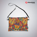 Girl Floral Pouch - (Digitally printed on Cloth) With Shoulder Strap.