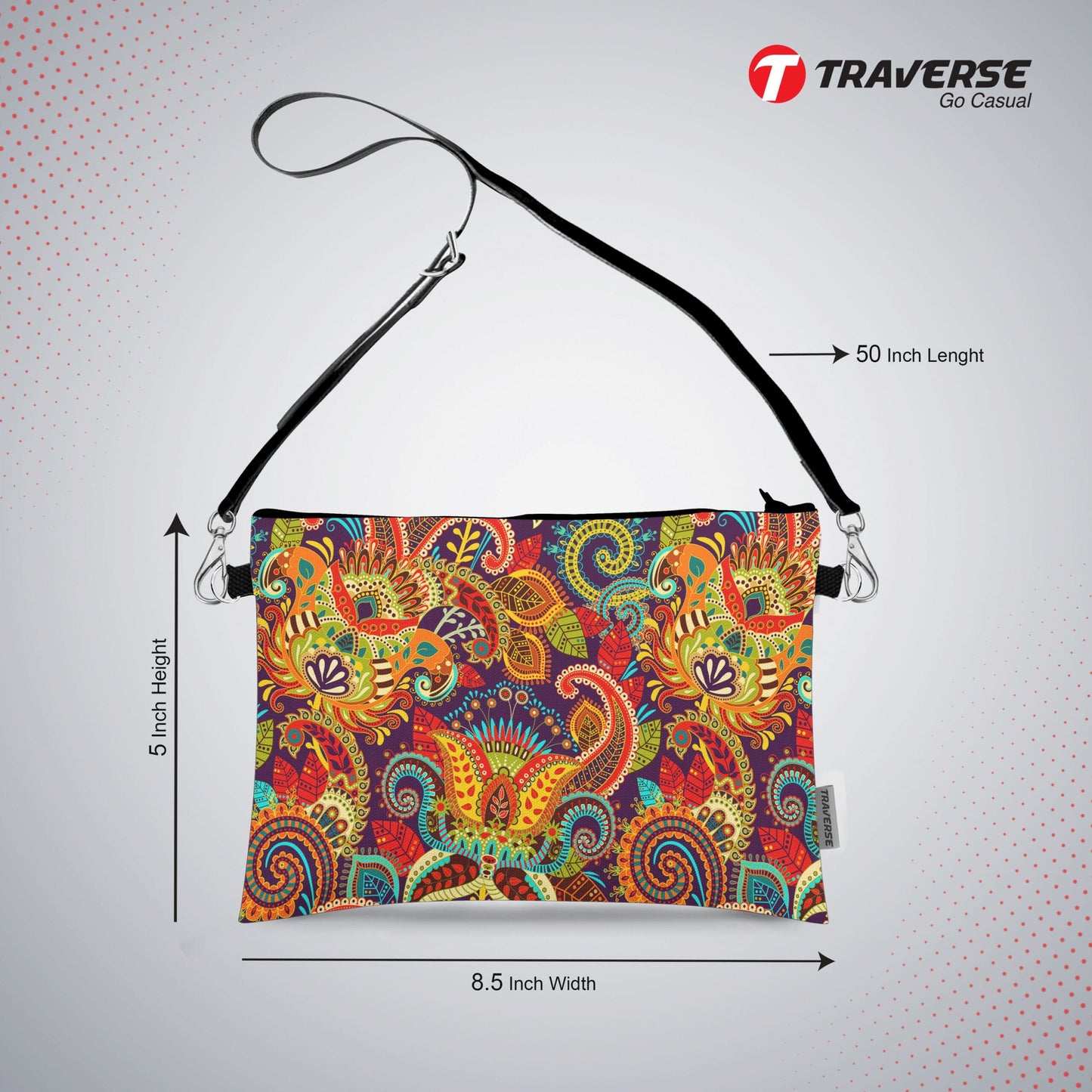 Girl Floral Pouch - (Digitally printed on Cloth) With Shoulder Strap.