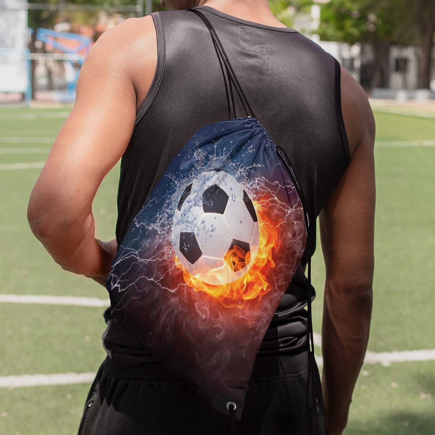 Football Digitally Printed Drawstring Bag