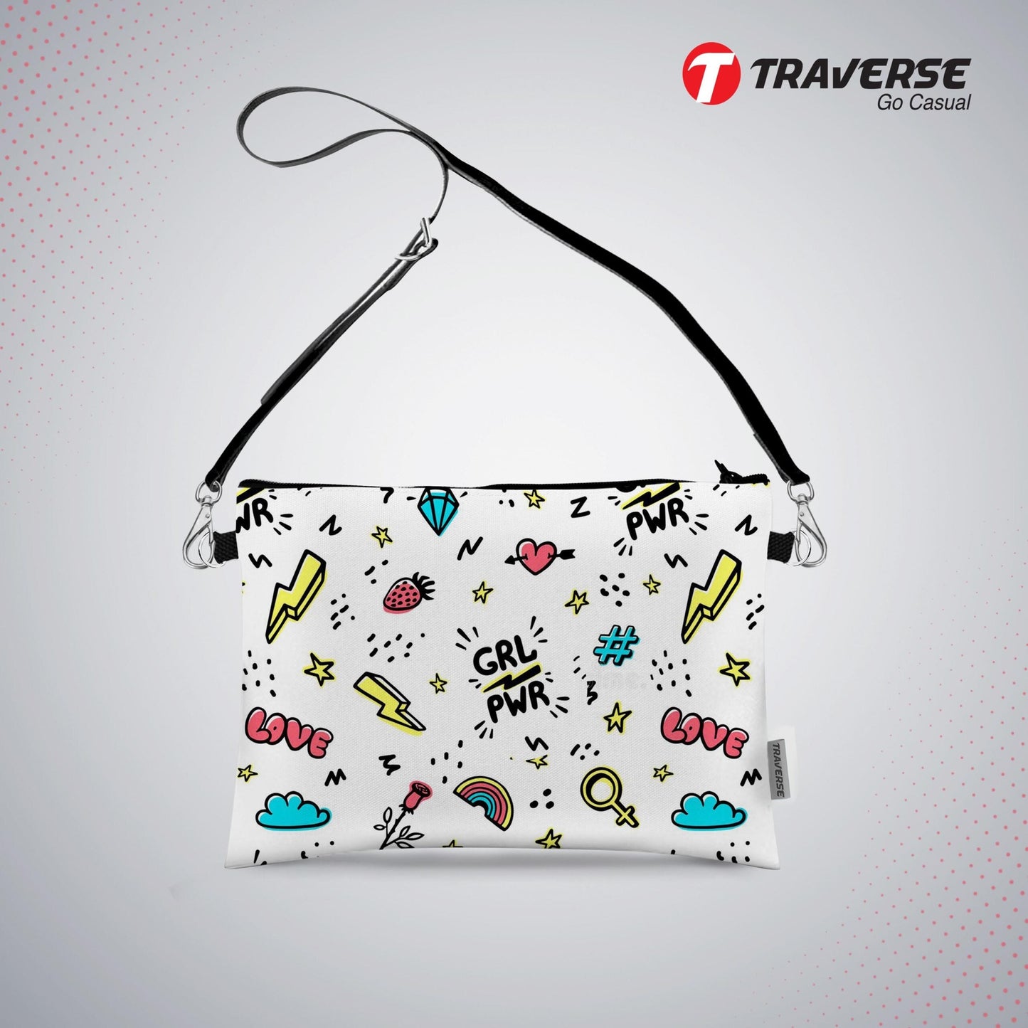 Girl power- Pouch (Digitally printed on Cloth) with shoulder strap