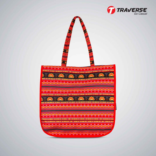 Traverse red & black printed Tote Bag for Women, Market Bag, Cute Tote Bag Aesthetic Purse, Handbag