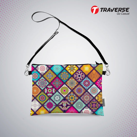Girl Abstract design - Pouch (Digitally printed on Cloth) with shoulder strap