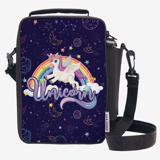 Unicorn Lunch Bag with option to carry water bottle- Digitally printed and manufactured by Traverse