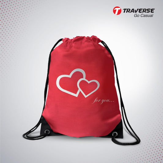 Heart Printed Drawstring Bag