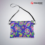 Girl Floral Pouch - (Digitally printed on Cloth) With Shoulder Strap.
