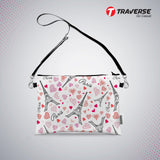 Girl Paris Heart design - Pouch (Digitally printed on Cloth) with shoulder strap
