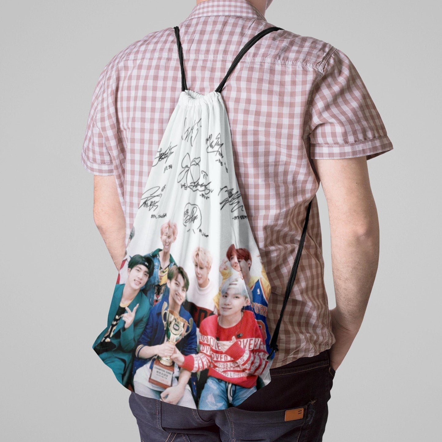 BTS Digitally Printed Drawstring Bag