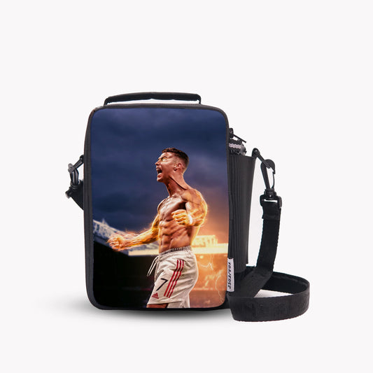 Traverse Ronaldo Lunch Bag with option to carry water bottle- Digitally printed and manufactured by Traverse
