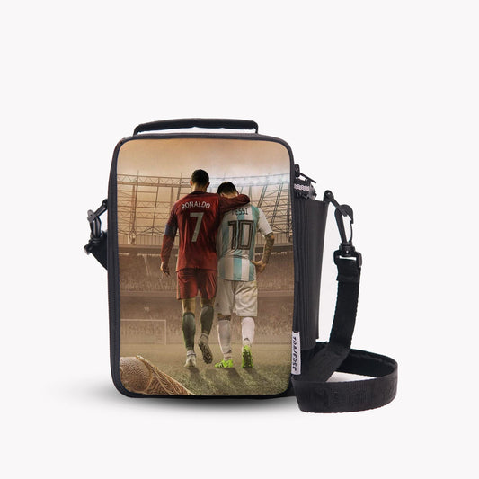 Traverse Ronaldo Lunch Bag with option to carry water bottle- Digitally printed and manufactured by Traverse