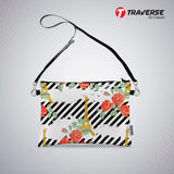 Girl Paris Floral design - Pouch (Digitally printed on Cloth) with shoulder strap