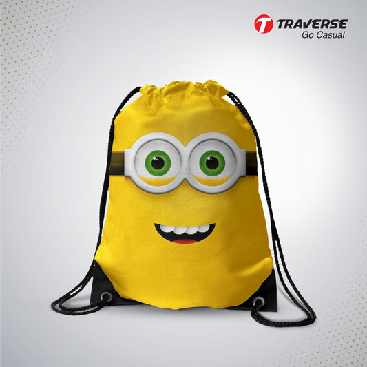 Minion Drawstring Bag with Quality strings- Digitally printed by Traverse