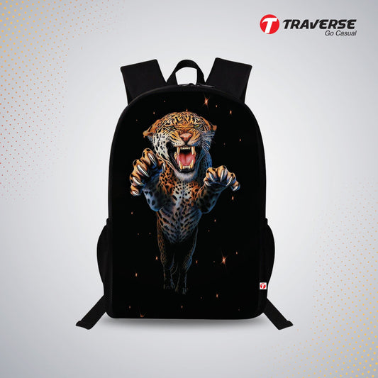 Traverse Tiger Bags For Boys & Girls. Digitally printed on Fabric with latest technology. Dual Compartment large backpack