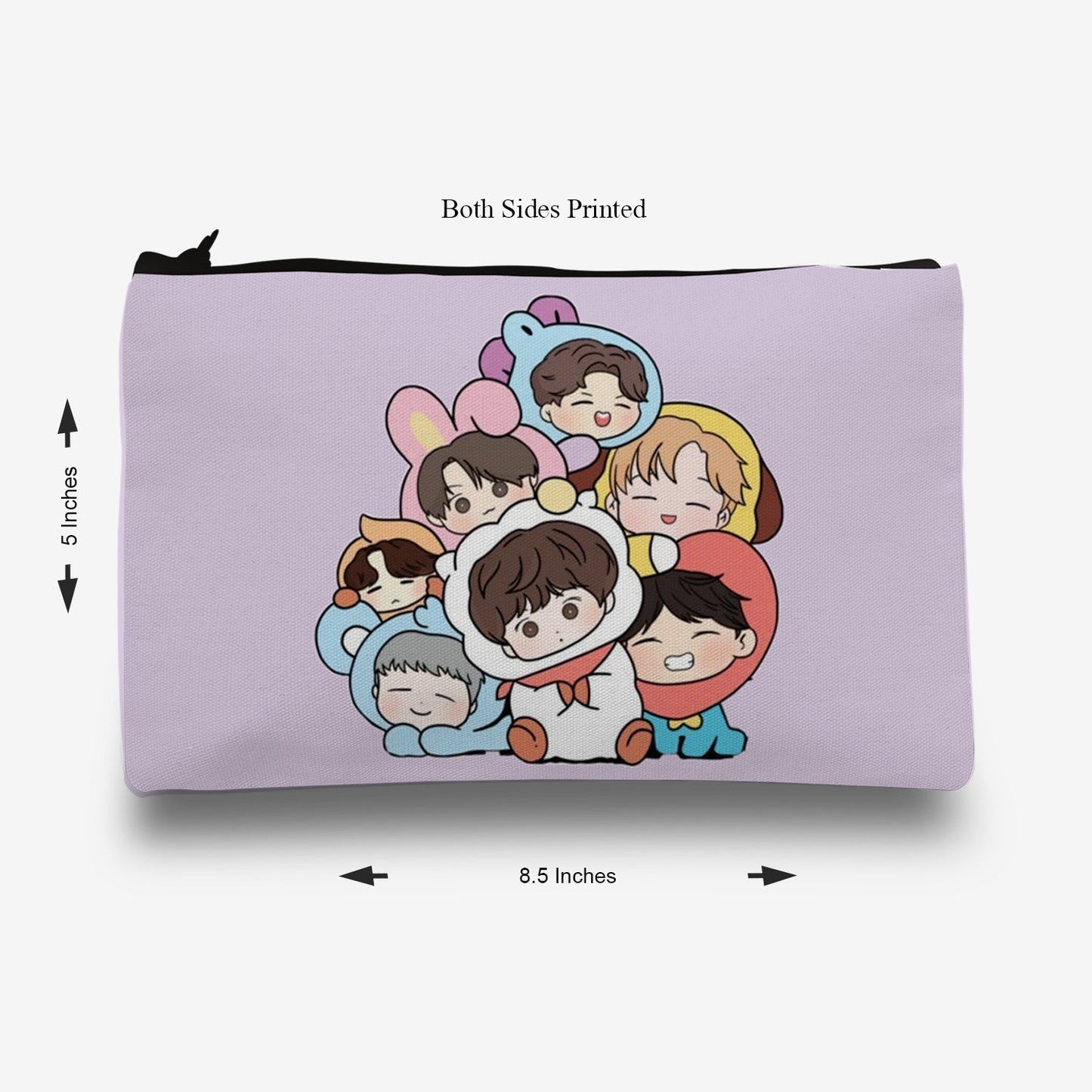 Traverse BTS / BT21 pencil pouch for boys & girls. Digitally printed on Fabric with both sides printed