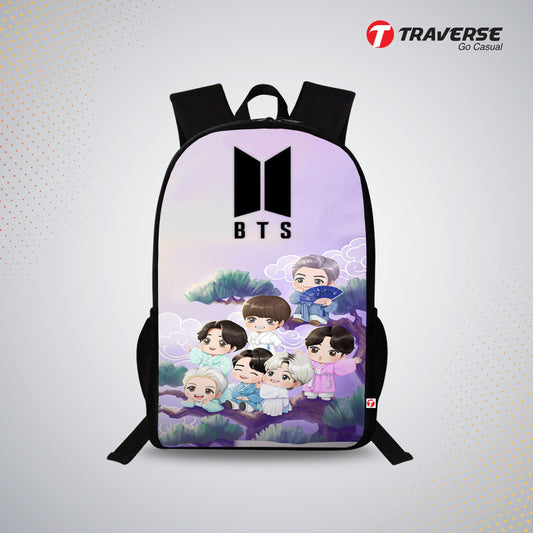 Traverse BTS / BT21 Bags For Boys & Girls. Digitally printed on Fabric with latest technology. Dual Compartment large backpack