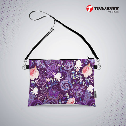 Floral Design - Girl Pouch (Digitally printed on Cloth) with shoulder strap