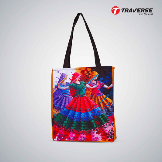 Traverse female dancing painting Canvas Printed Tote Bag for Women by - Market Bag, Cute Tote Bag Aesthetic Purse, Handbag
