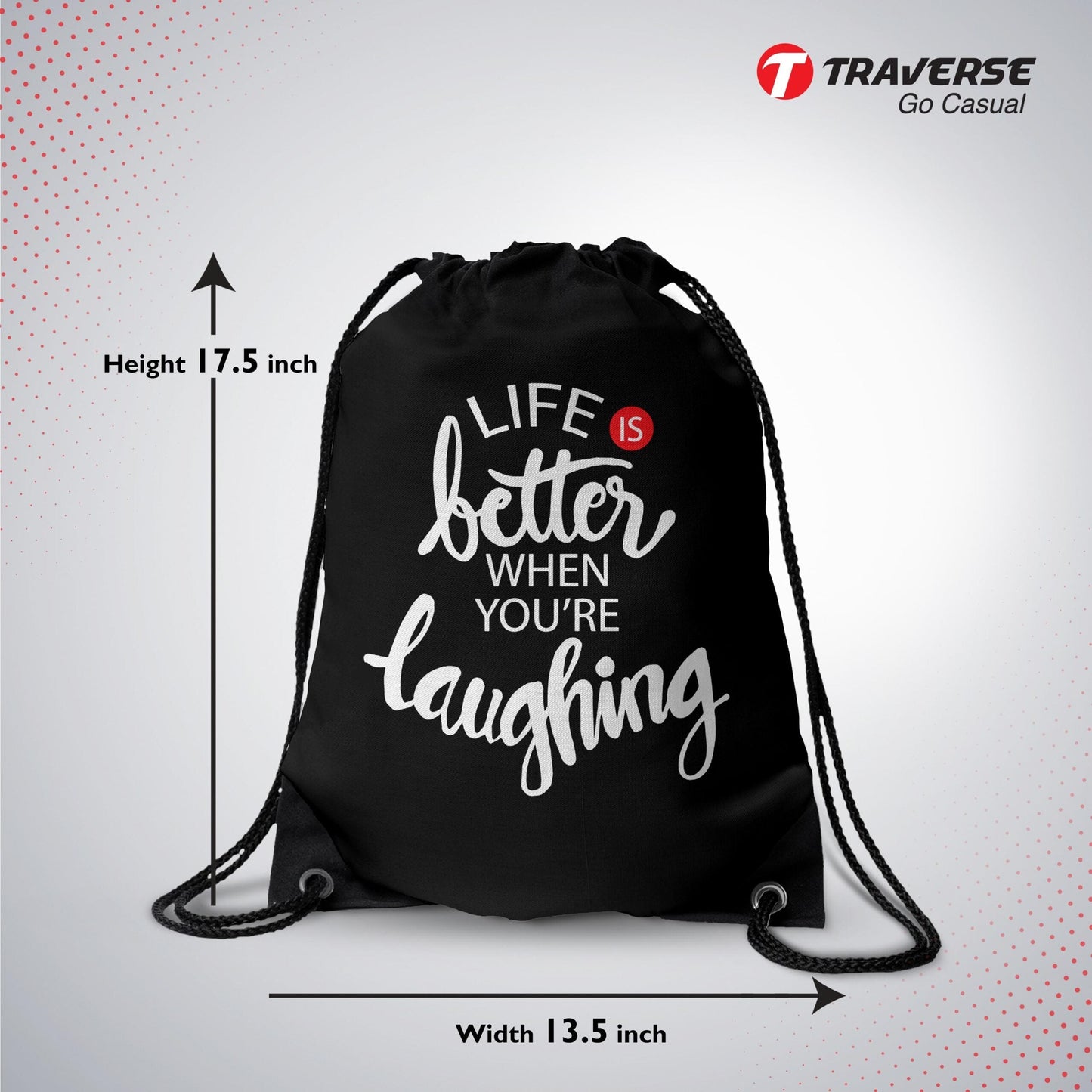 Laughing Digitally Printed Drawstring Bag
