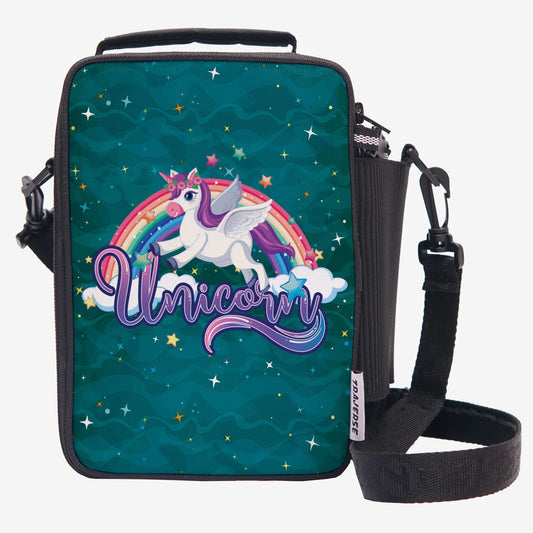 Unicorn- Lunch Bag with option to carry water bottle- Digitally printed and manufactured by Traverse