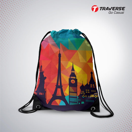 Black Drawstring Bag (Digitally printed on Cloth)