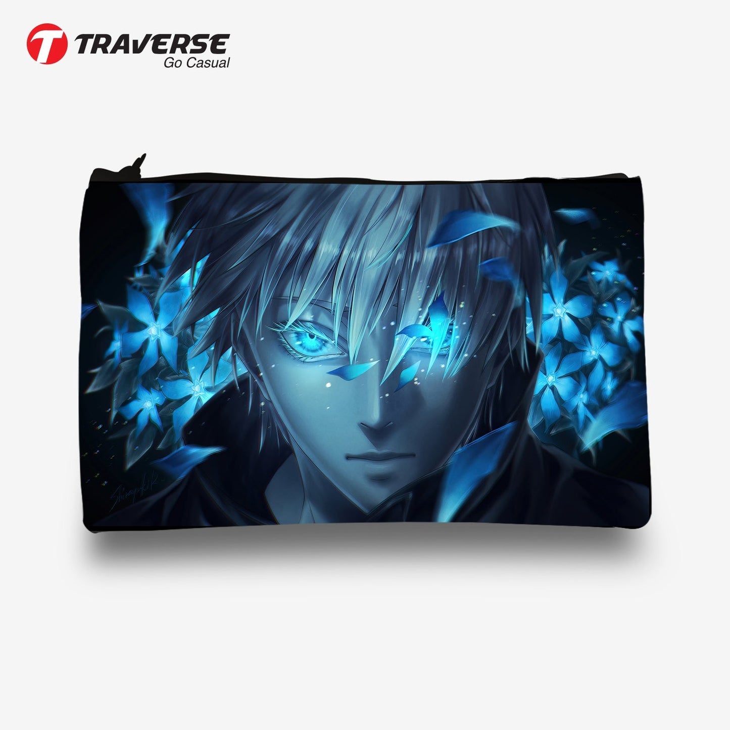 Traverse (Goju Satoru Anime, Jujutsu, Art) Pencil pouch for Boys & Girls. Printed on Fabric.