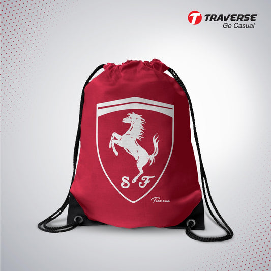 Red and White Drawstring Bag-Eyelet