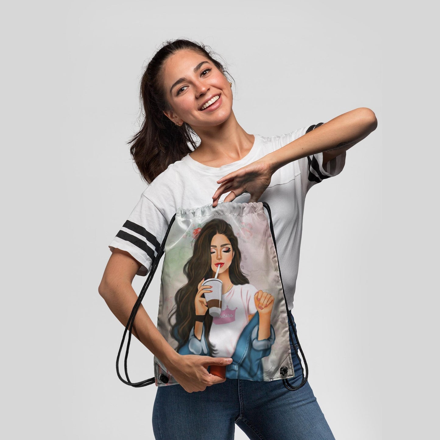 Girls Digitally Printed Drawstring Bag