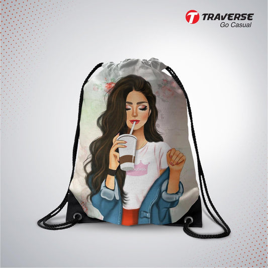 Girls Digitally Printed Drawstring Bag