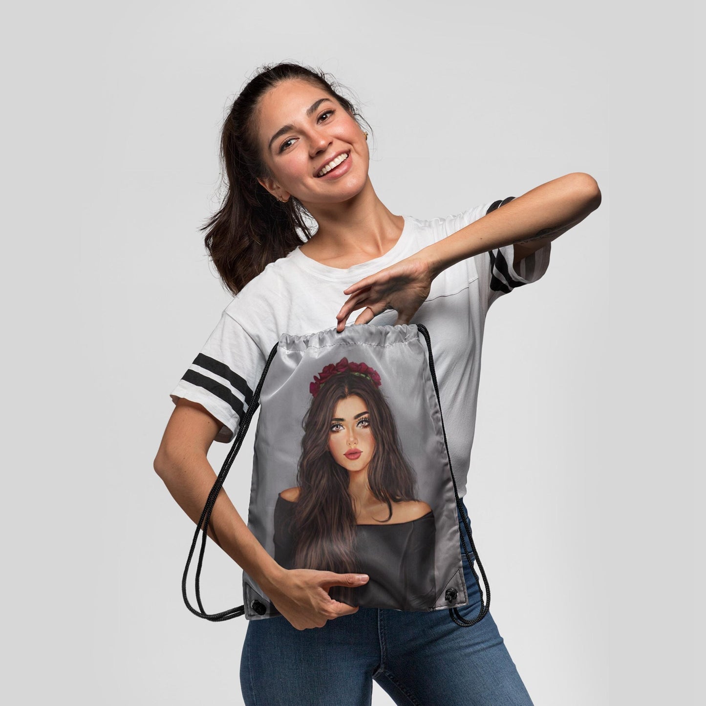 Girls Digitally Printed Drawstring Bag
